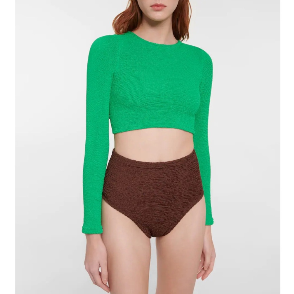 Hunza G Green Celeste Rashguard Crop Top Swim Top - Picture 10 of 10